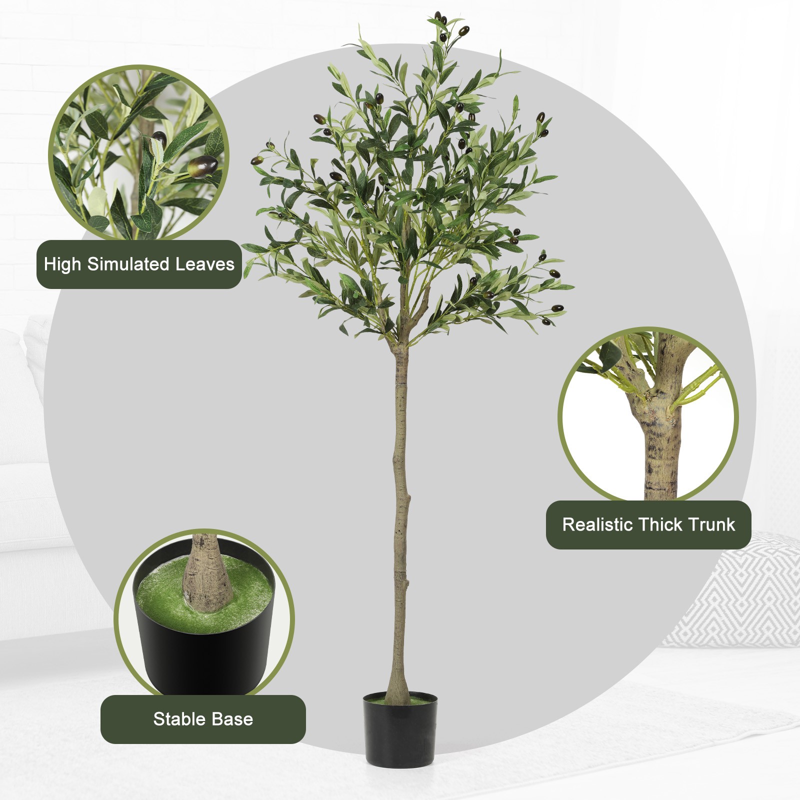 5FT Artificial Olive Tree, Lifelike Fake Plant for Home Office Balcony Decor