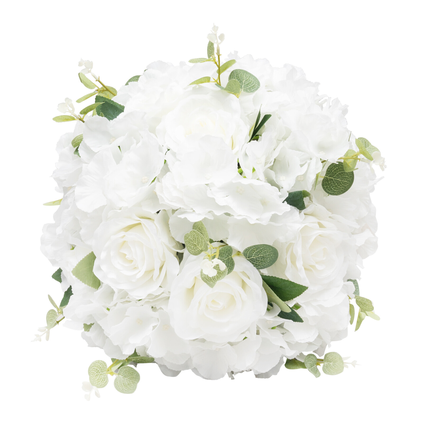 6 Pcs Artificial Silk Flower Balls White & Green for Indoor/Outdoor Party Decor