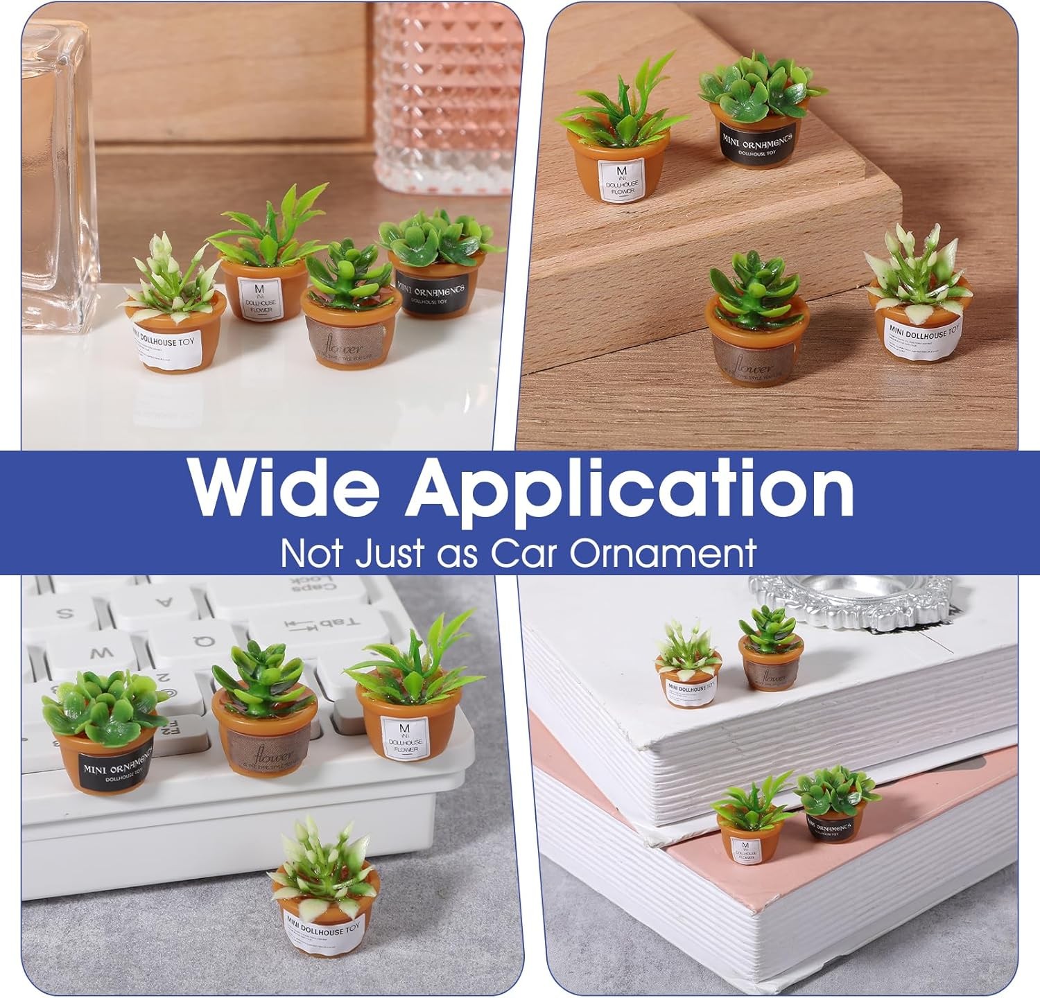 Mini Car Plant Decor,4Pcs Cute Succulent Dashboard Decorations Mini Succulent Ca