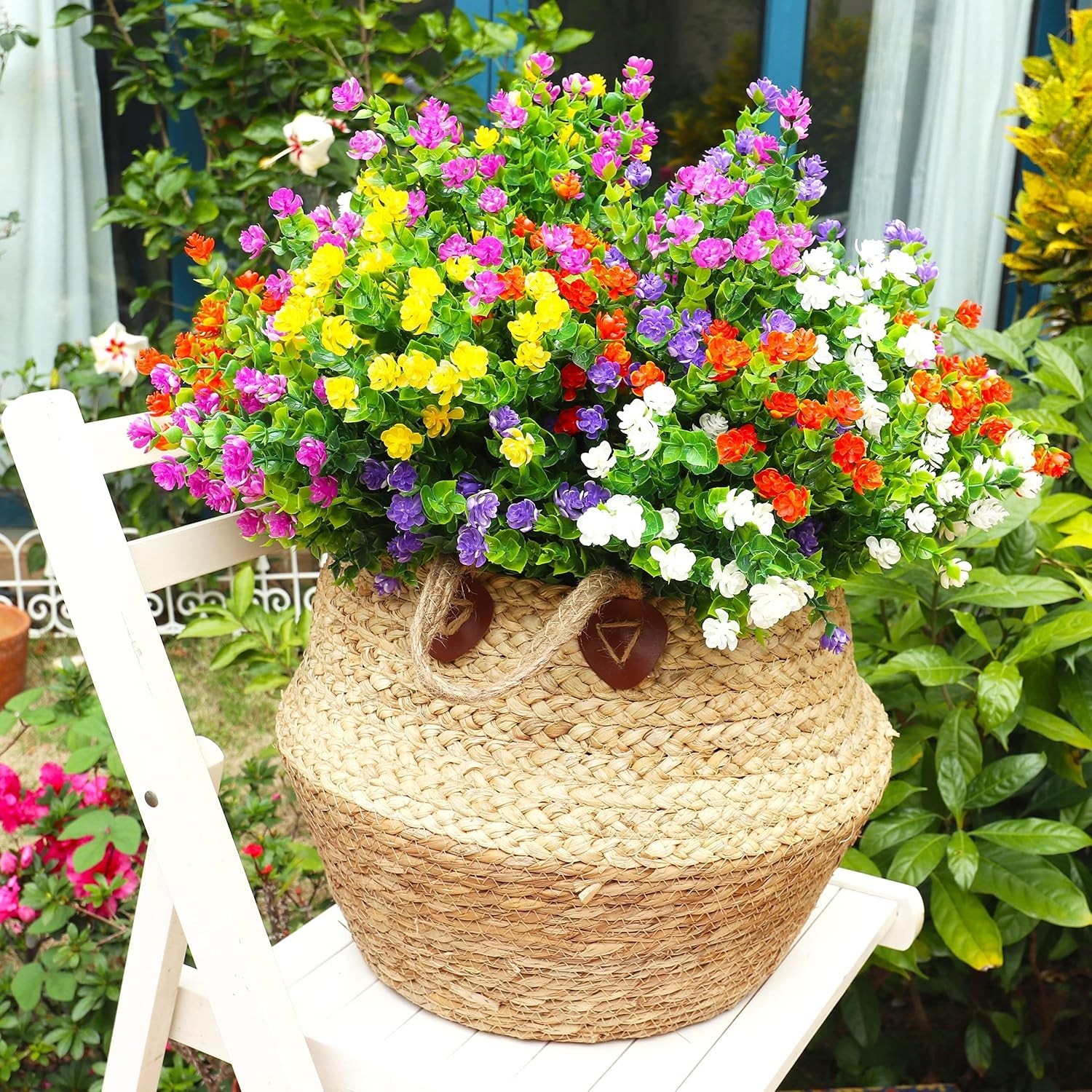 20 Bundles UV Resistant Artificial Eucalyptus Flowers for Indoor & Outdoor Decor