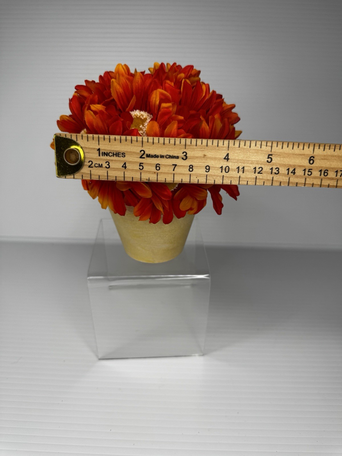 Artificial Orange Daisy Floral Arrangement In Decorative Pot Fall Autumn Decor