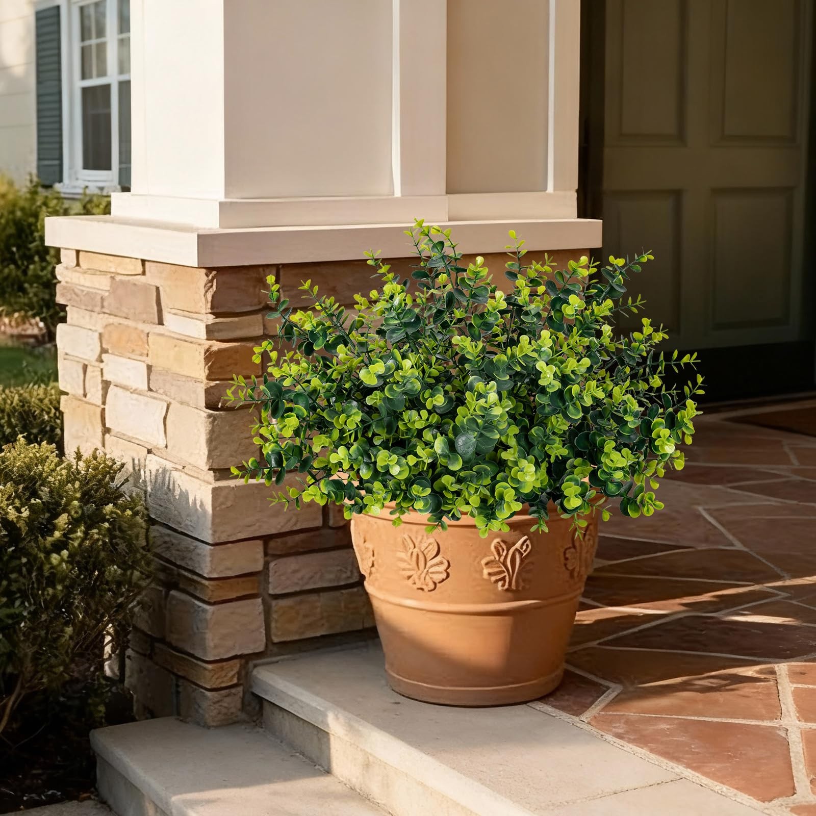 Best 17 Inch Artificial Plants Outdoor Faux Shrubs Eucalyptus Boxwood Grass UV