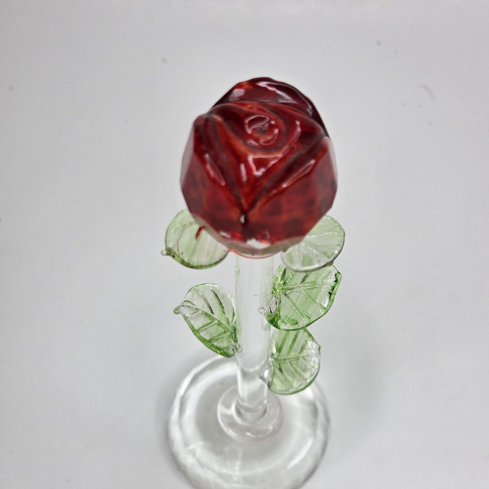 Glass Rose 6″ Six INCH BEAUTIFUL PAINTED GLASS ROSE FLOWER – CLEAR BASE