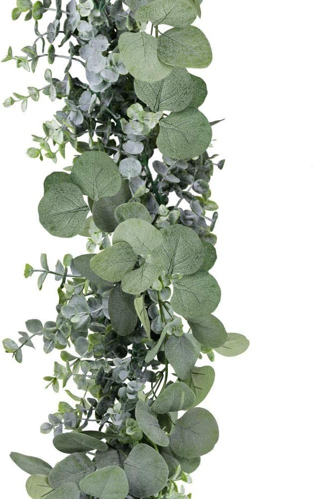 5.9′ Faux Silver Dollar Eucalyptus Garland in Grey Green – Elegant Wedding Decor