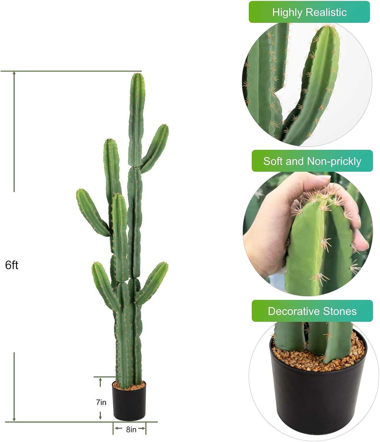 6Ft UV-Resistant Faux Cactus – Perfect for Indoor & Outdoor Decor