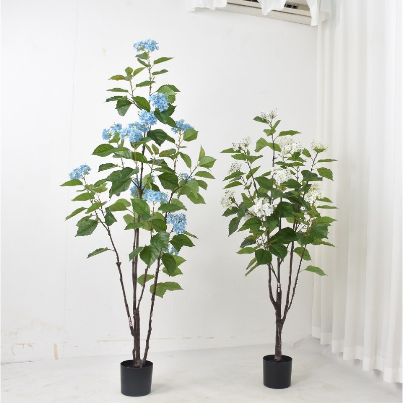 Hot selling imitation hydrangea tree potted living room mall hotel decoration