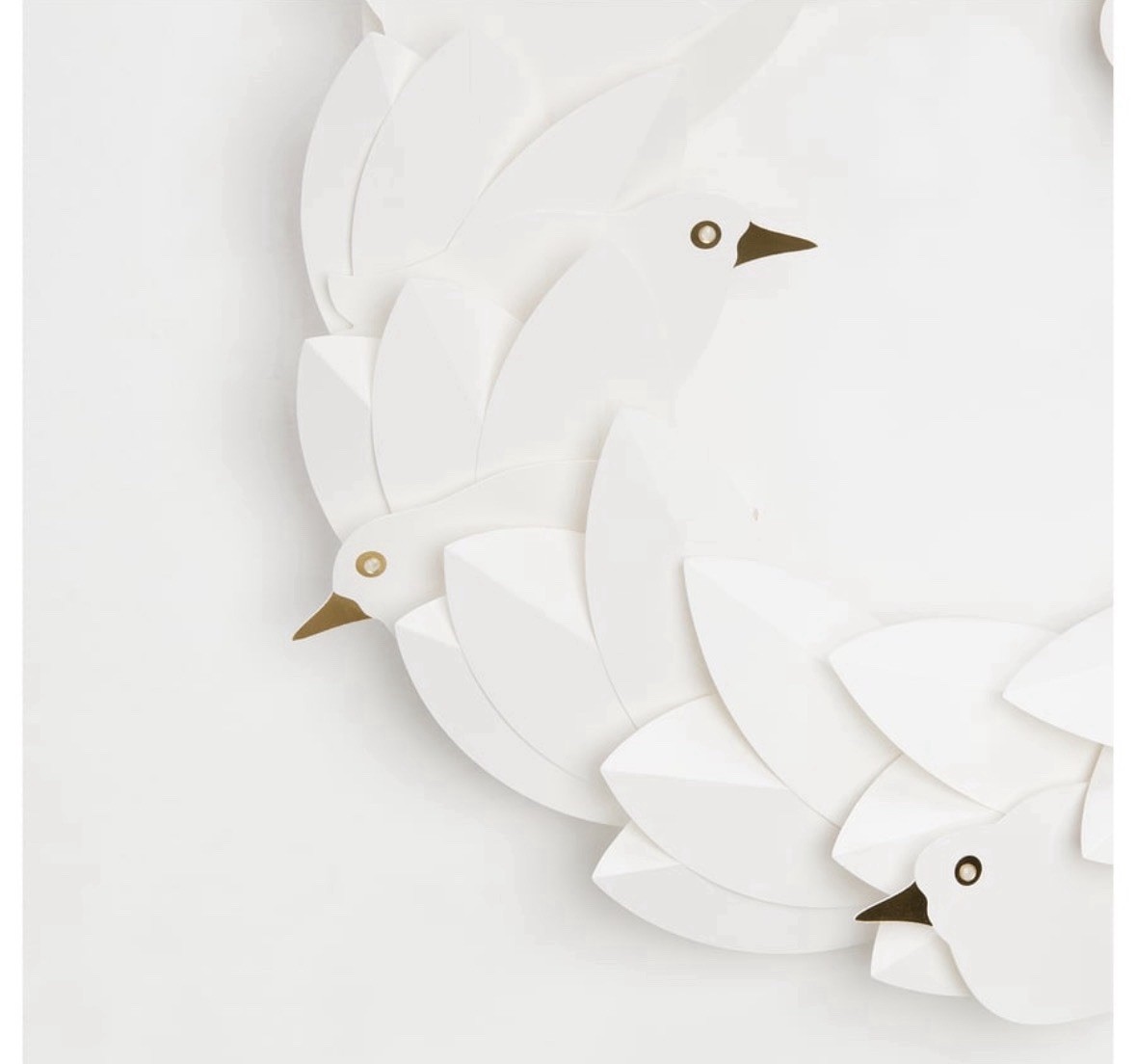 IKEA Wreath Strala LED Illuminated 14”Hanging Dove Bird White Paper Style Decor