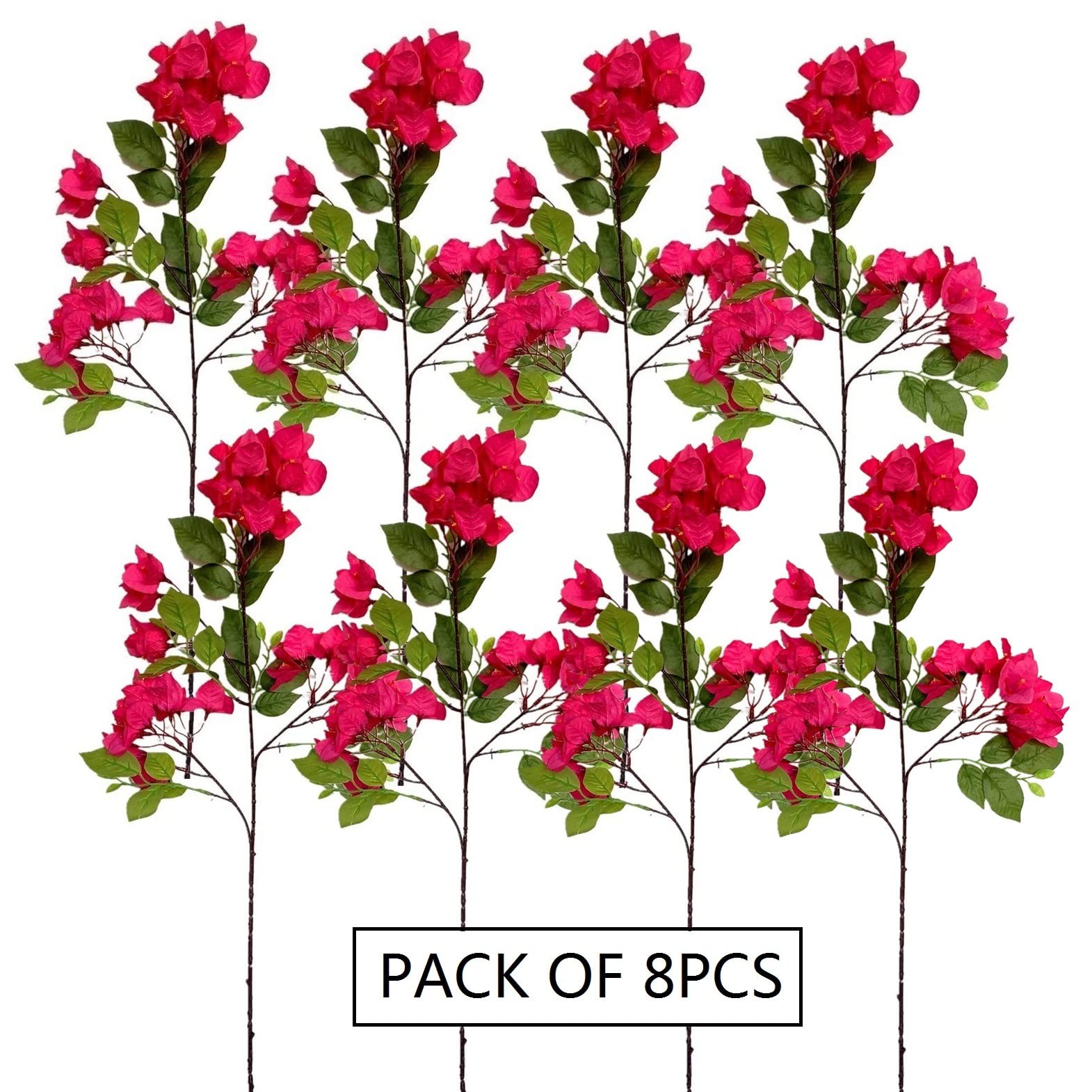 30 Inches Artificial Bougainvillea Silk Flower Branches Full Blossom Long Fak…