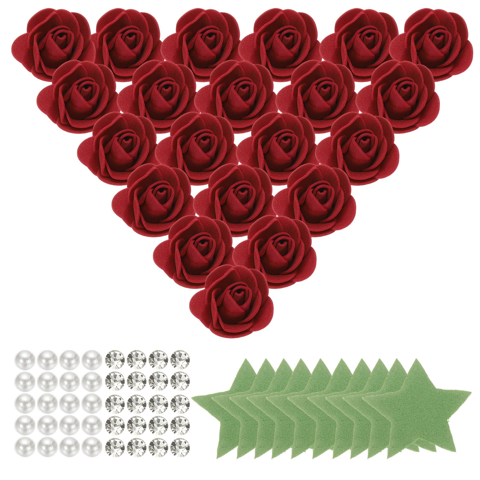 500pcs Foam Rose Heads 3.5 cm for DIY Crafts Accessories, Wine Red