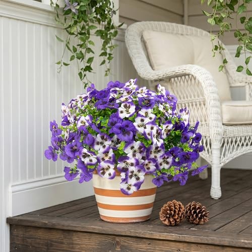 18 Pcs Artificial Pansy Flowers Faux Silk UV Resistant Outdoor Garden Decor