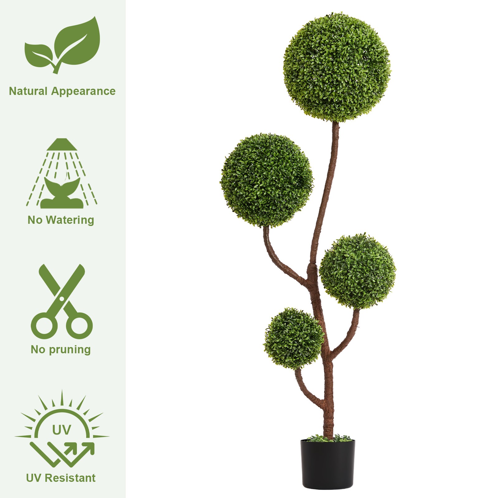 Artificial Boxwood Topiary Tree 5FT Tall Triple Ball-Shaped Faux Plant