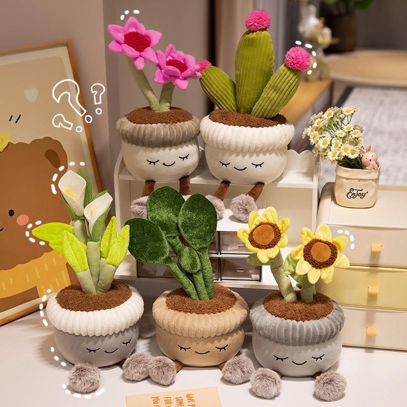 30cm Artificial Flower Plush Toy Green Plants Bloom Cactus Sunflower Cactus Soft