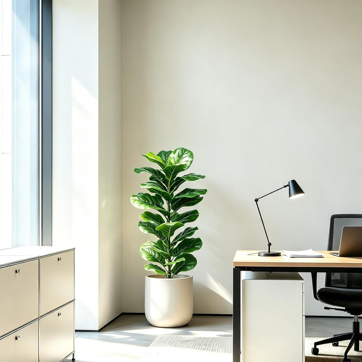 2 Pack Faux Fiddle Leaf Fig Trees, 40In Faux Trees Indoor Floor Plant, Fake Tree