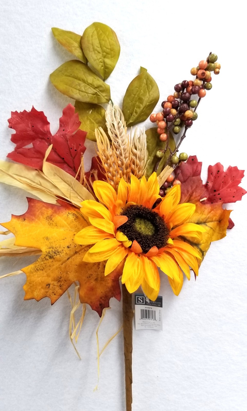 🌻Sunflower Spray with Maple Leaves, Wheat and Berries by Sullivans NWT Set of 3