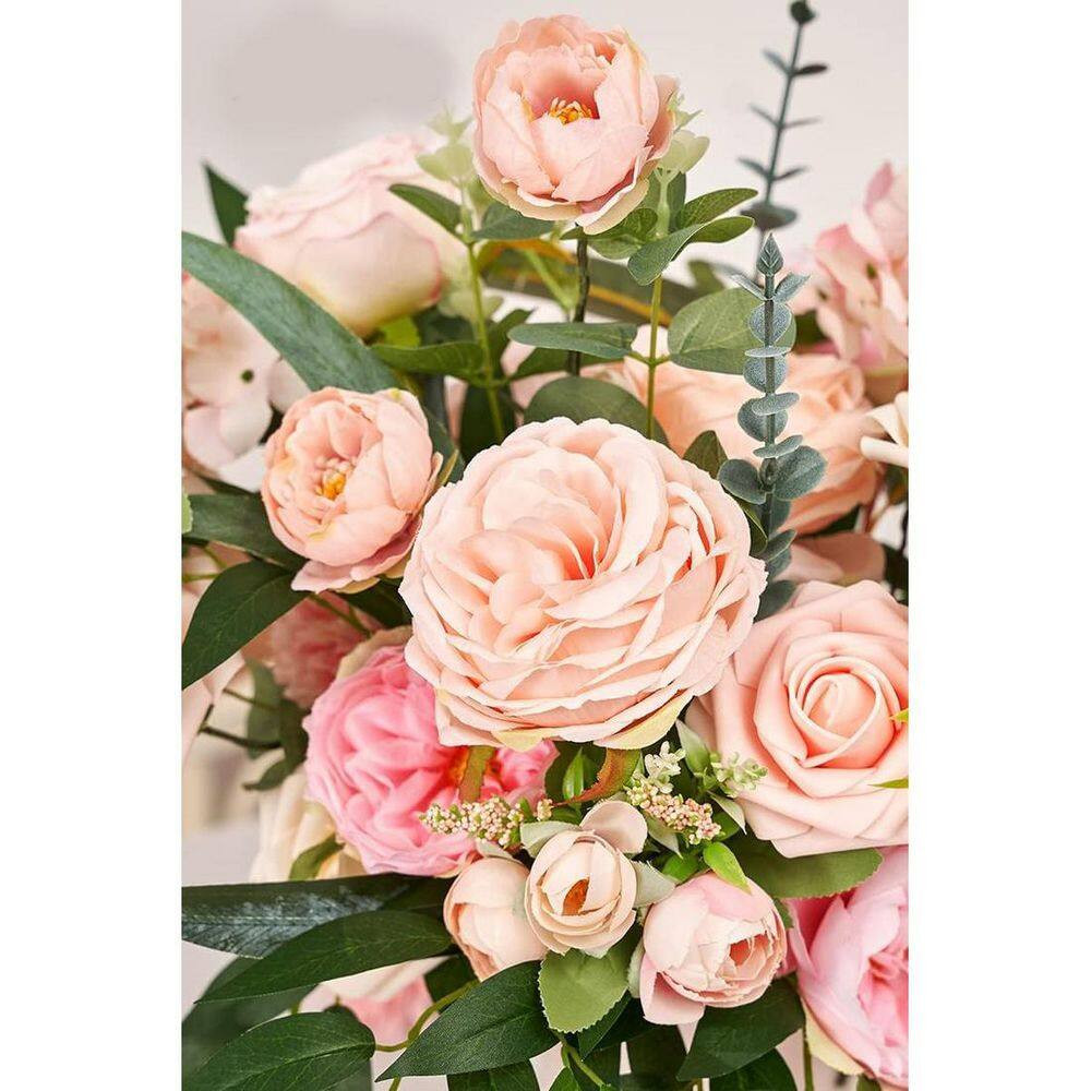 24 In. Pink Artificial Flower Branch Stem Rose Peony Hydrangea Spring Wedding Bo