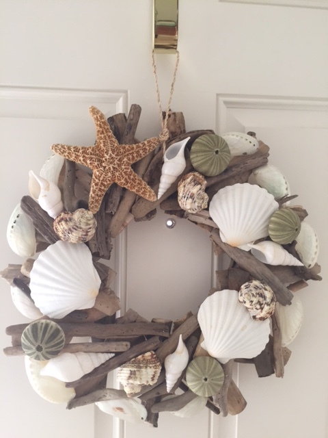 Beach Decor Handmade Seashell and Starfish Driftwood Wreath – Coastal Home Decor