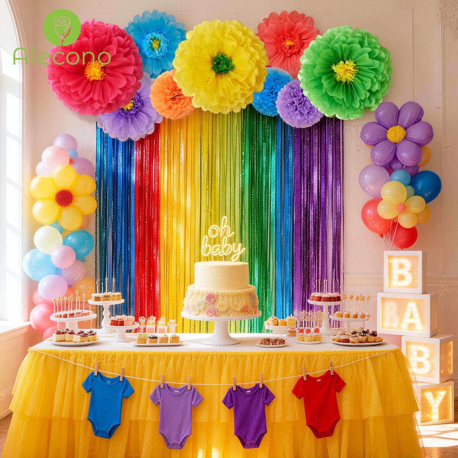 9 PCS Giant Tissue Paper Flowers Fits 24/20/14 Inch Wedding Party Wall Decor