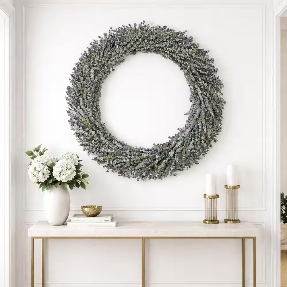 50 In. Non Artificial Preserved Eucalyptus Leaves Wreath