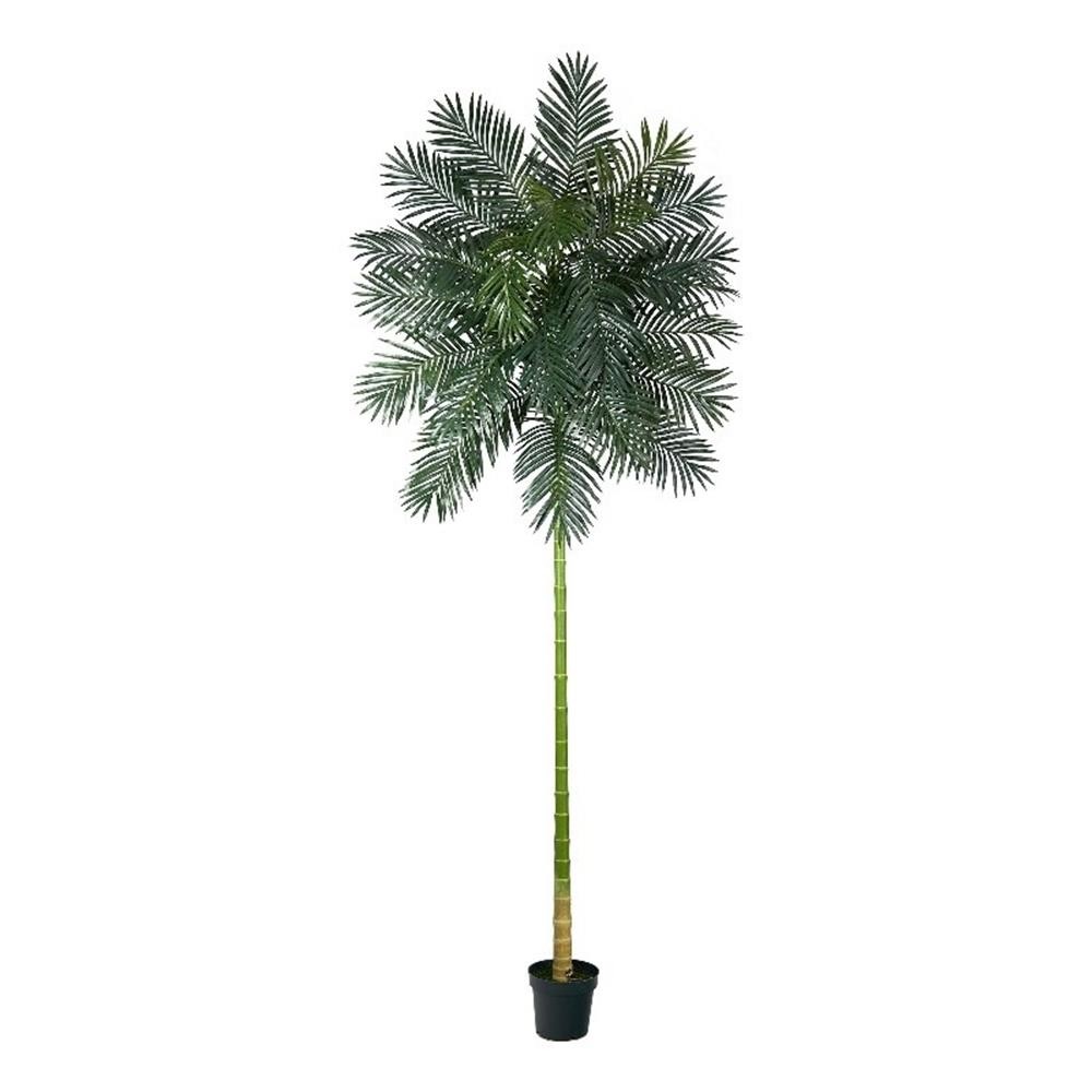 Nearly Natural 10ft Golden Cane Artificial Palm Tree in Green