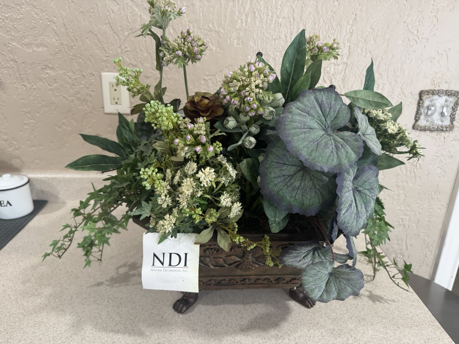 NDI Natural Decorations Inc Luxury Faux Floral Arrangement 976-316 Signed Tag