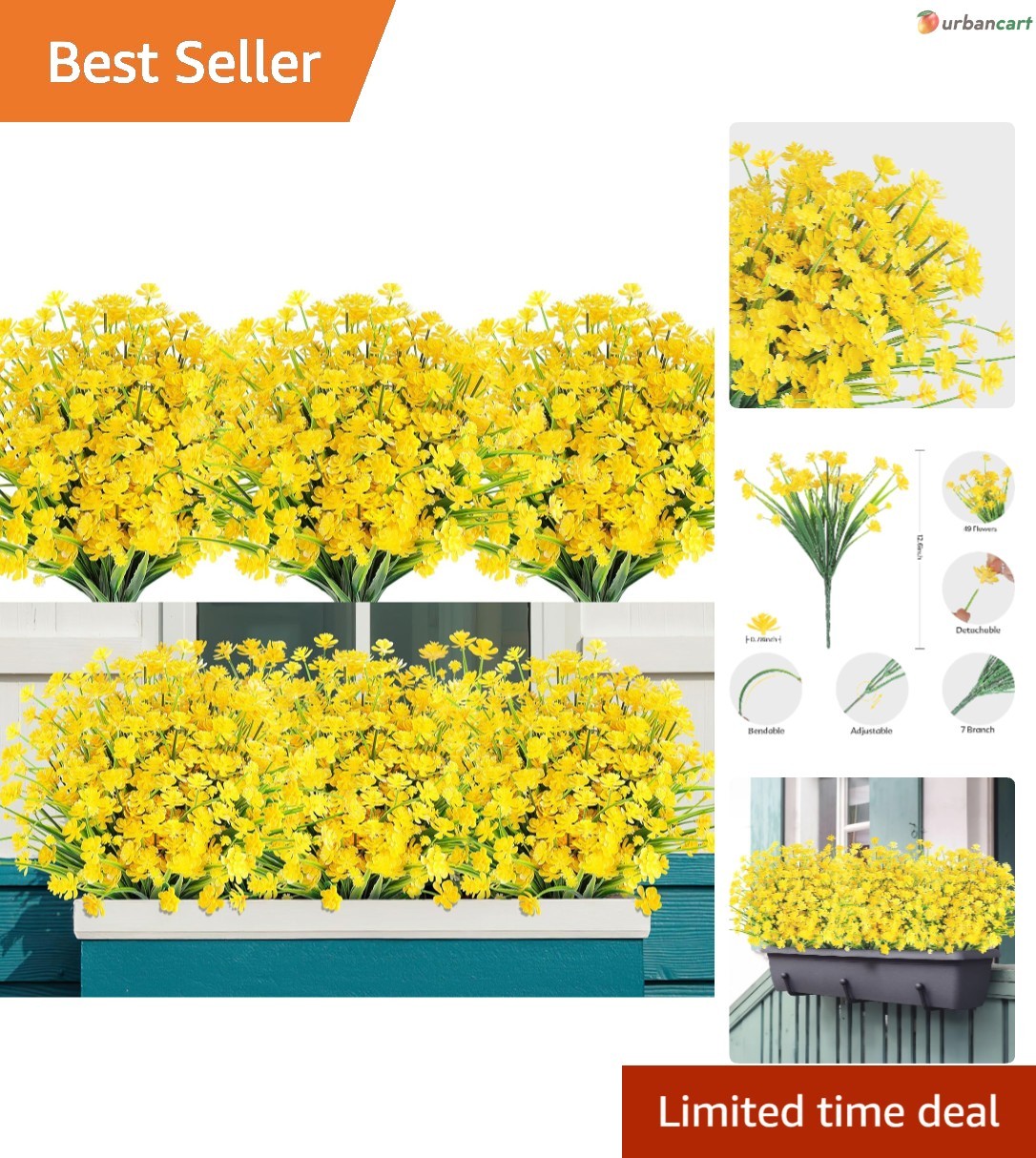 Vibrant UV-Resistant Artificial Flower Set for -Round Decor