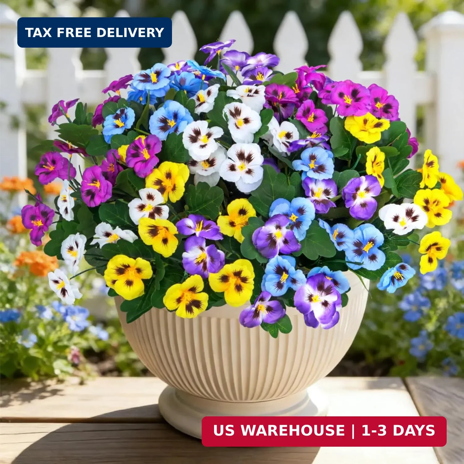 15 Bundles Artificial Flowers for Outdoors, 15″ Fake Pansies Silk Flowers UV …