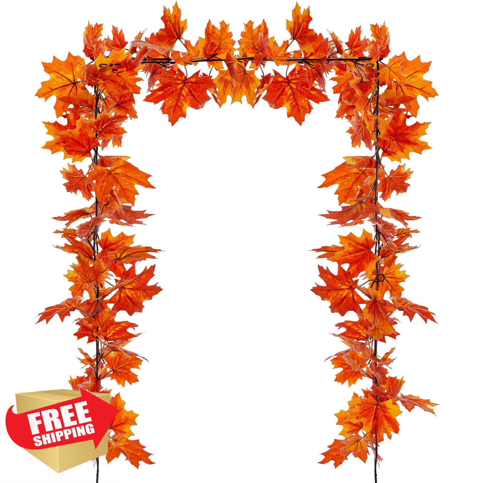 AWARDSEN Orange 6.5ft Maple Leaf Garland