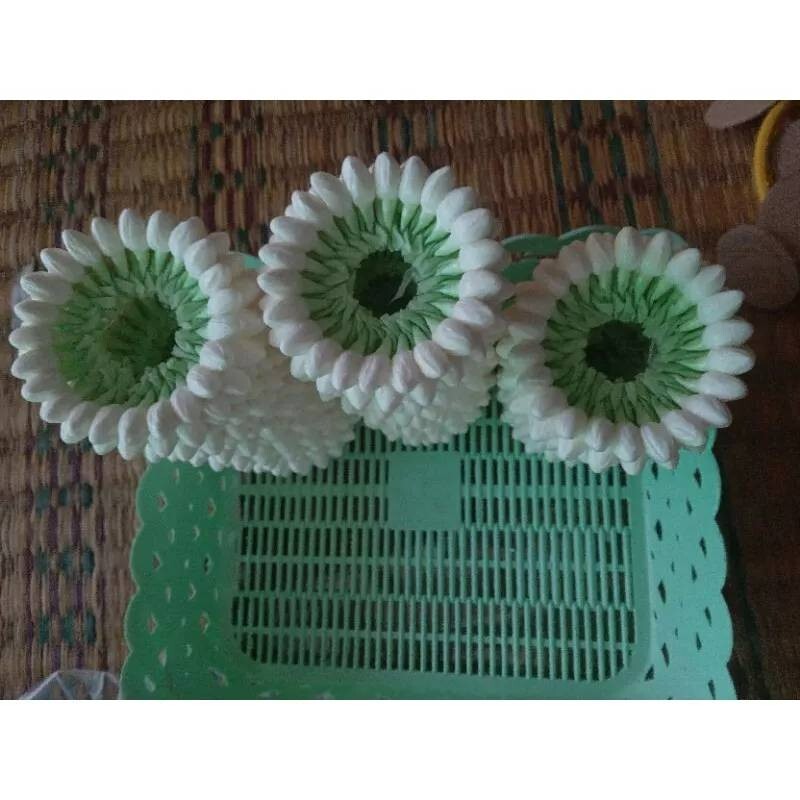 2.5″ Garland Artificial Jasmine flowers Tissue Paper Fragrant Glue White Circle