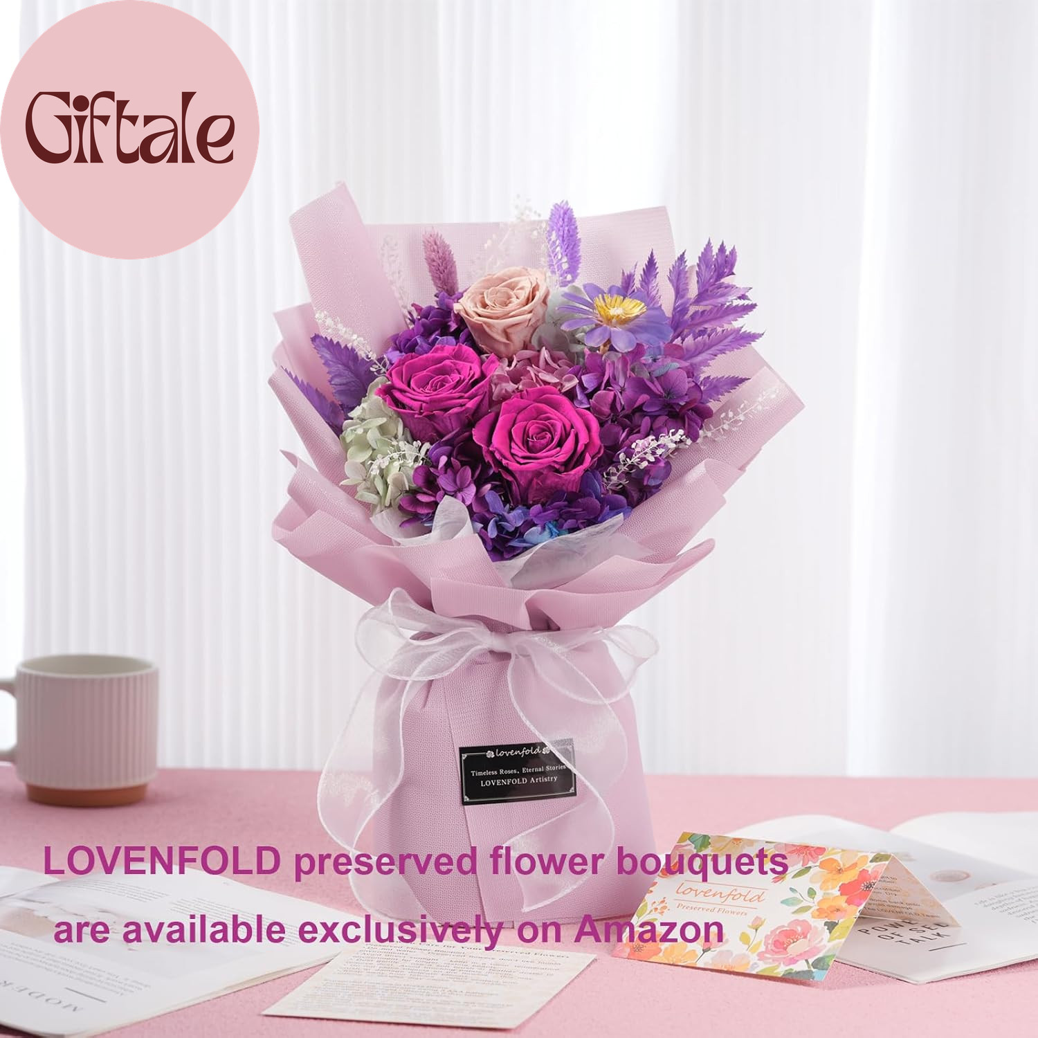 Preserved Flowers for Delivery, Purple Rose Bouquets That Last 1-3 Years, Birthd