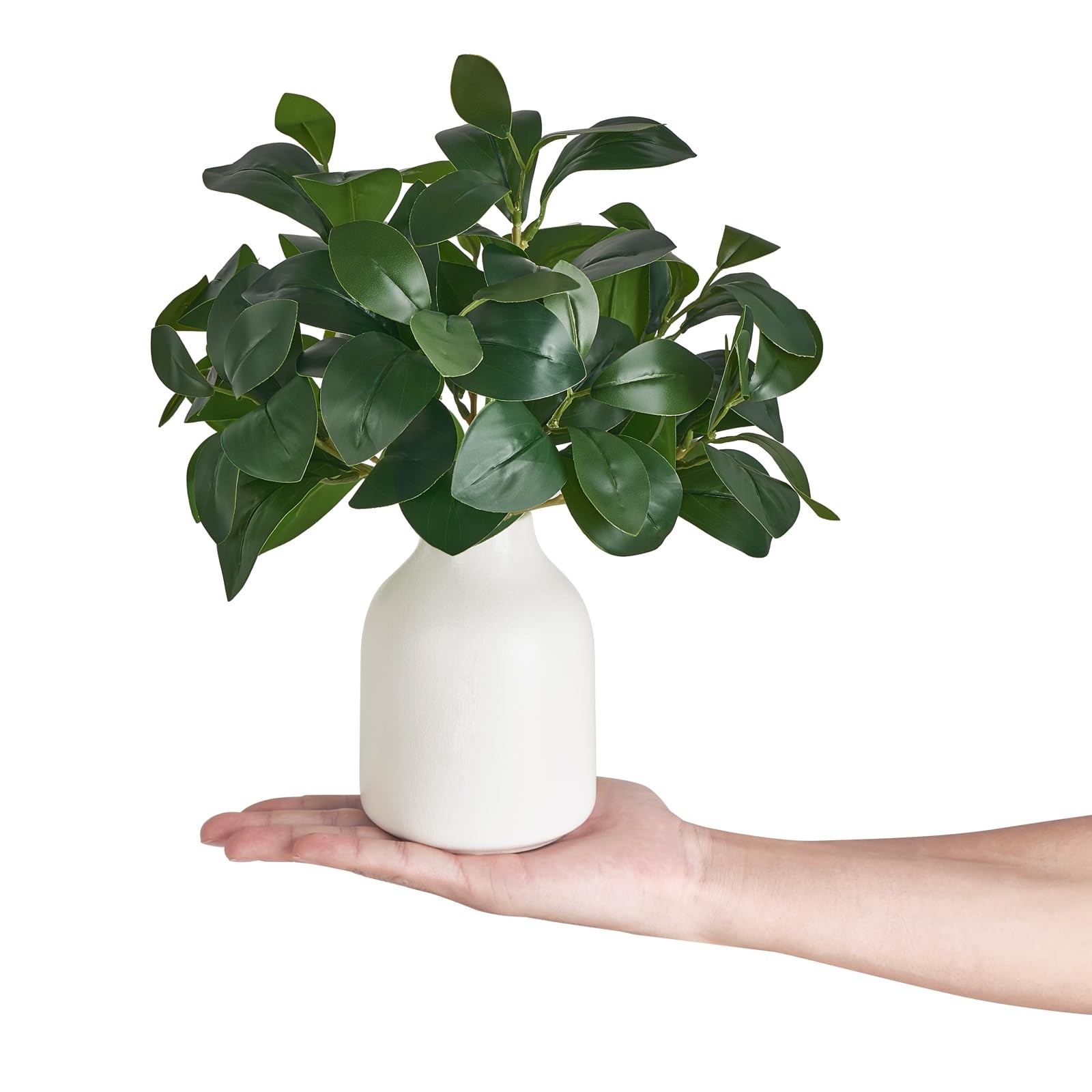 Fake Plants in Small White Vase for Table Decor Faux Plant Indoor