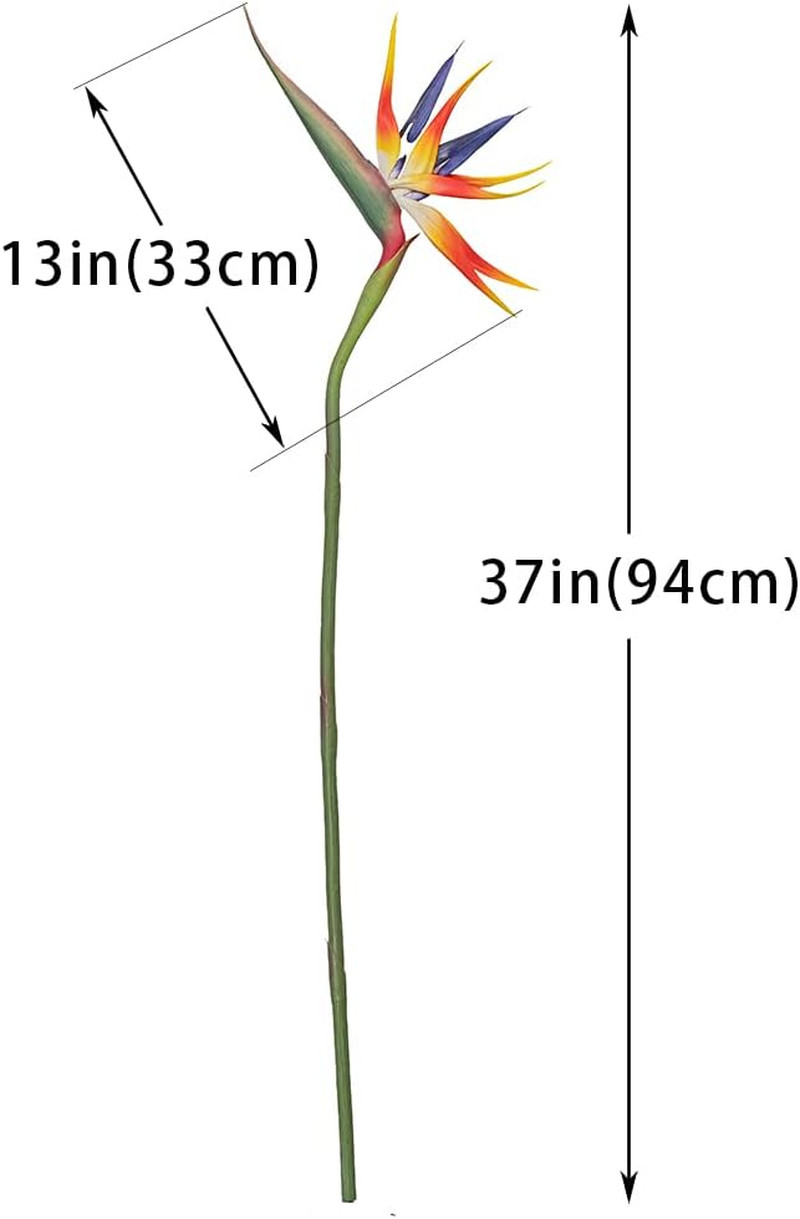 Artificial Flowers Bird of Paradise 37” Large Latex Fake Greenery Plants Long S