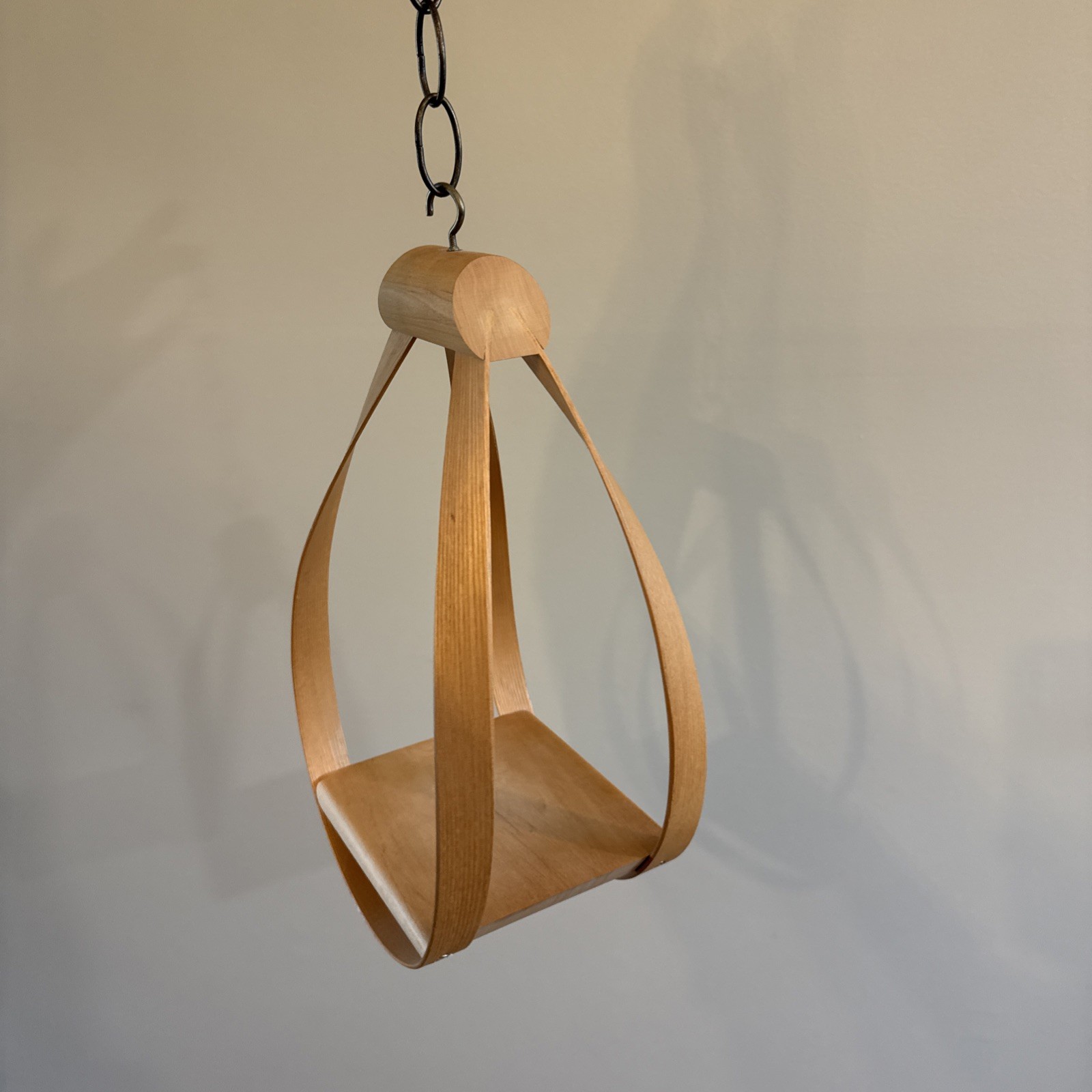 Bentwood Teardrop Hanging MCM 13 inch Wood Plant Planter Stand Shelf with chain