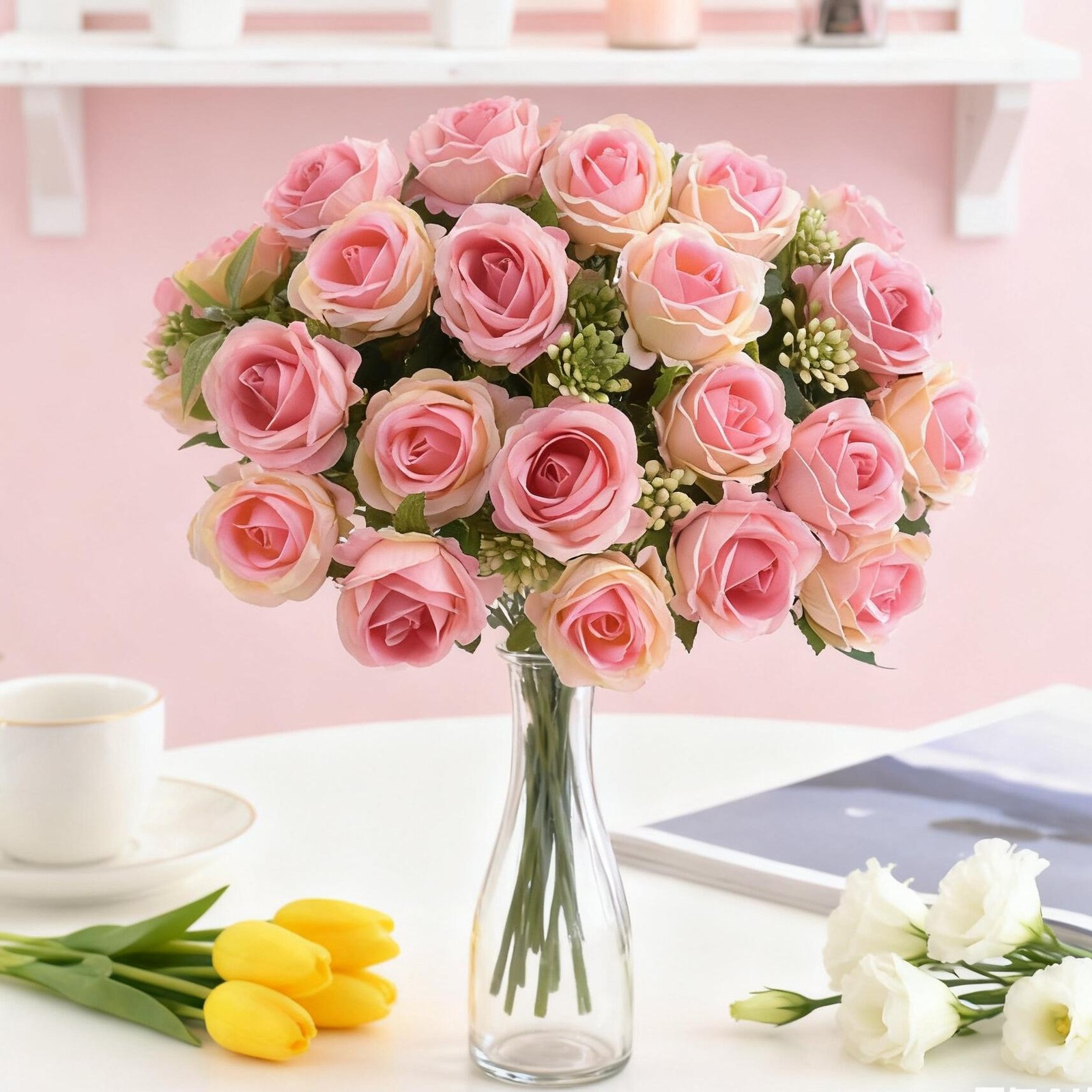 10 Head Silk Rose Artificial Flowers Bouquet Wedding Party Home Vase DIY Decor