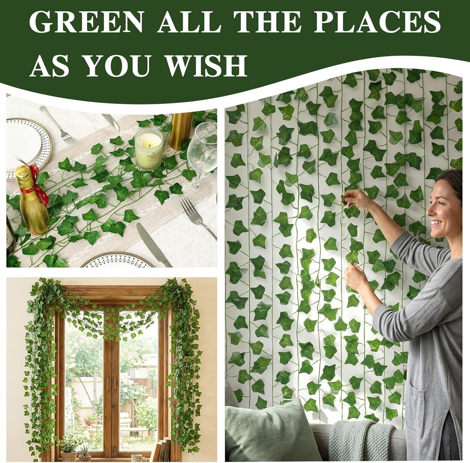 Fake Ivy for Room Decor 12Pcs Fake Vines Greenery Garland Wall Decor
