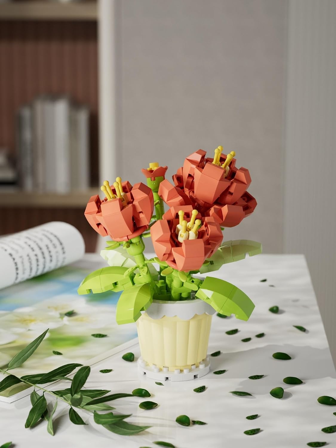 Peony Lily of the Valley Flower Mini Bonsai Plant Building Toy Set | Potted Bota