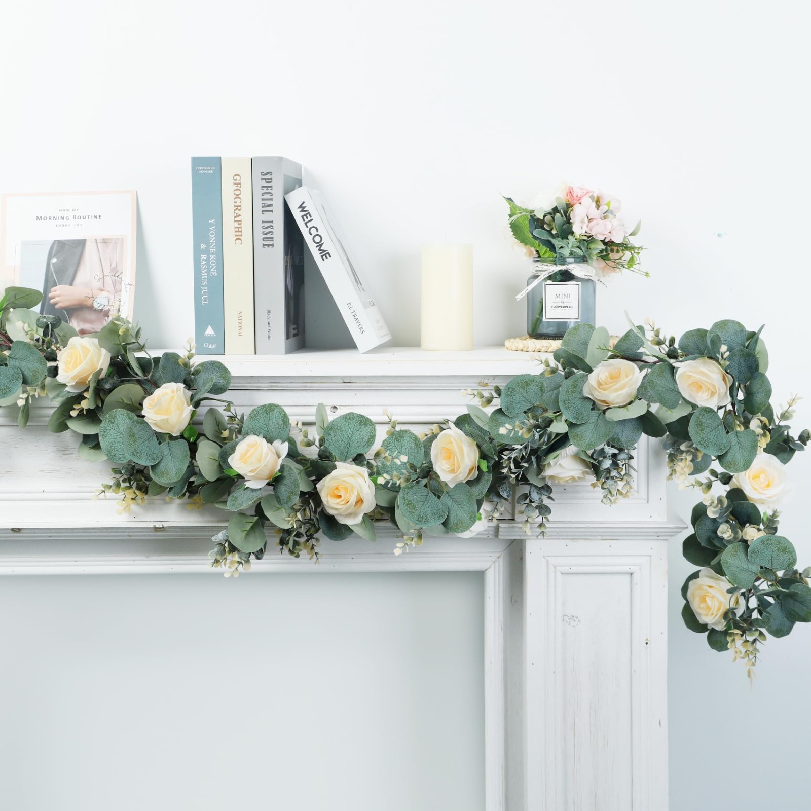 Lush Eucalyptus Garland 6.56 Ft – Faux Greenery Vines for Wedding, Baby Shower,