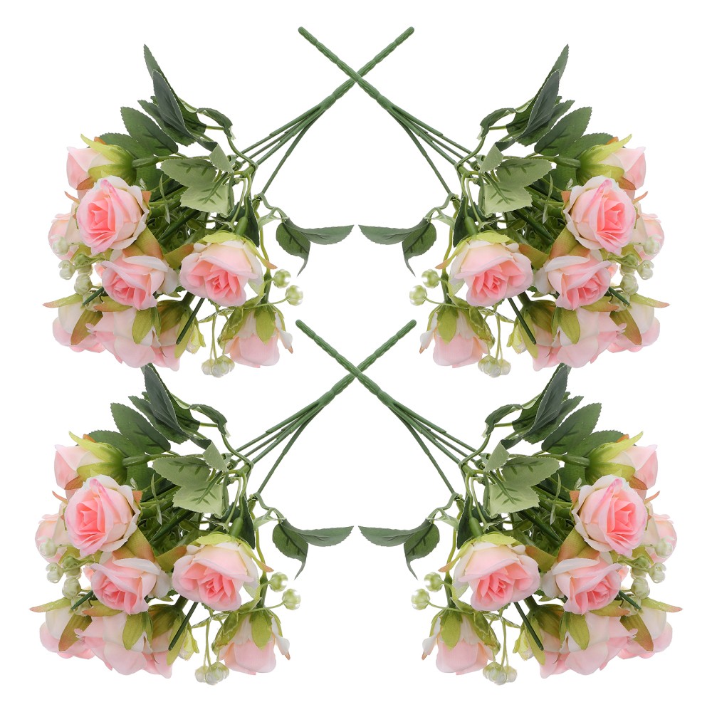 4 Pcs Flower Roses Bouquet Artifical Flowers Eternal Fake