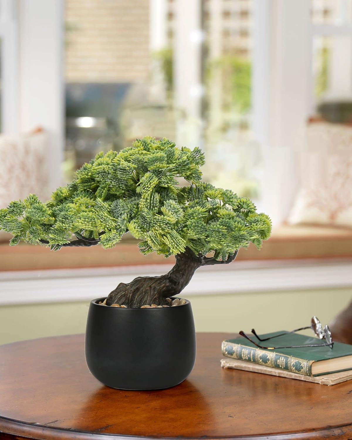 Artificial Bonsai Tree Juniper Faux Plants Indoor Fake Plants Decor with Black C