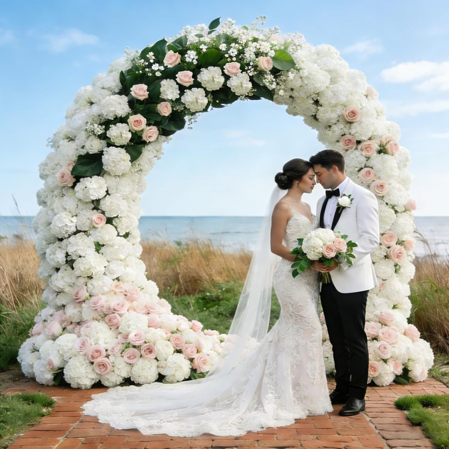 100PCS White Hydrangea Artificial Flowers for Wedding Home Decor Centerpieces