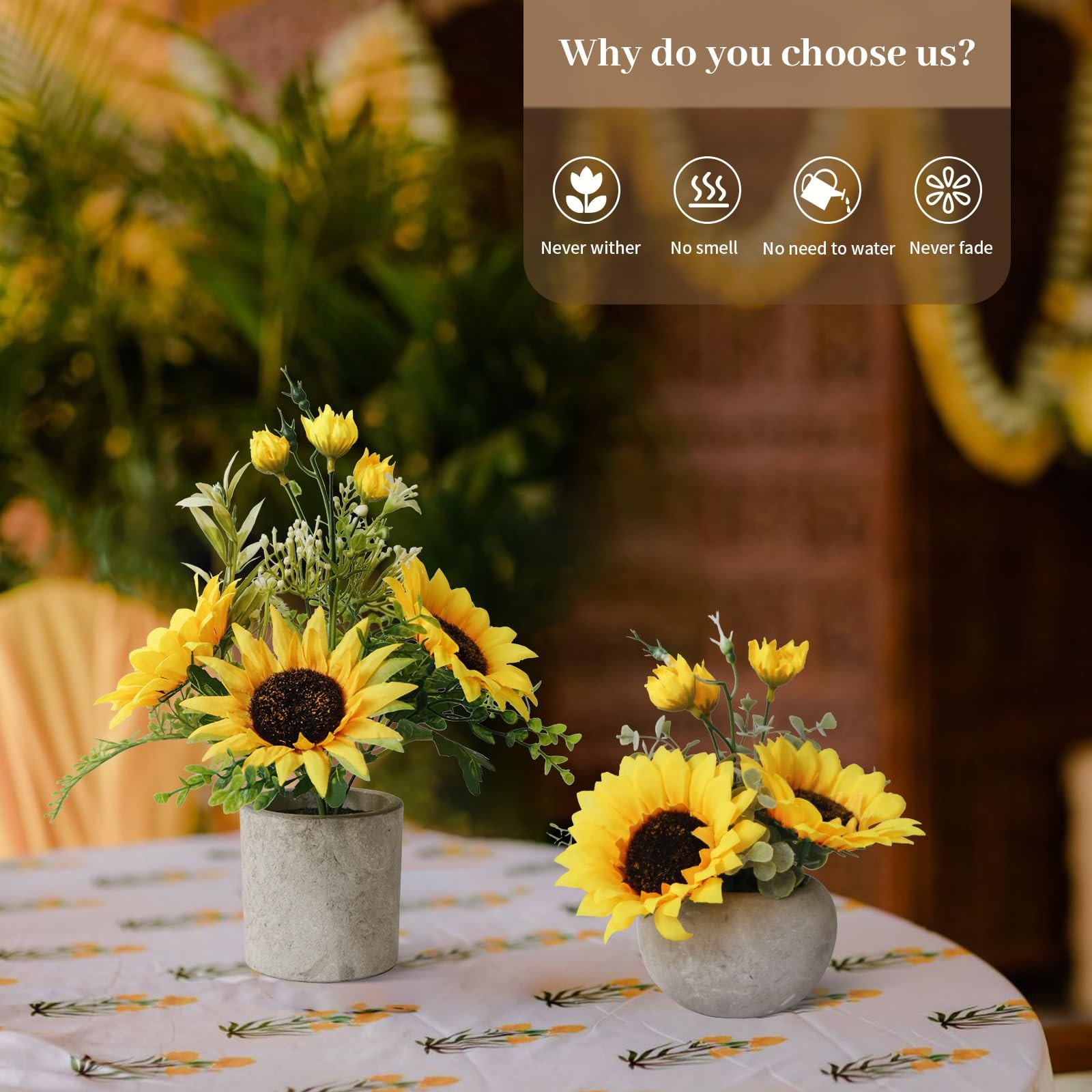 Sunflower Artificial Flowers Pot,Sunflower Decor,Flower Centerpieces for Tabl…