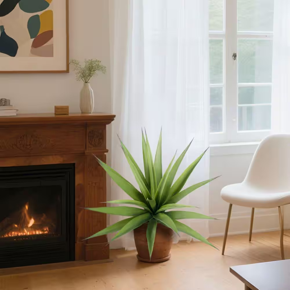 Artificial Agave Plant Fake Agave Outdoor Indoor Garden Decor 33 Inch Set 2