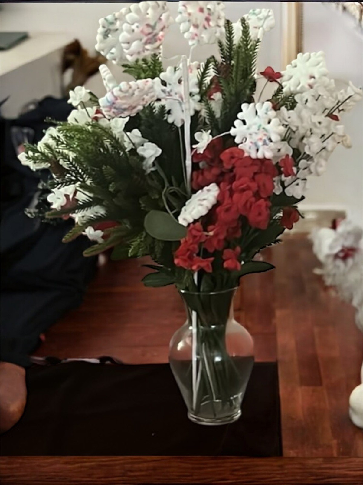 Custom Order Artificial Flower Arrangement In Glass Vase