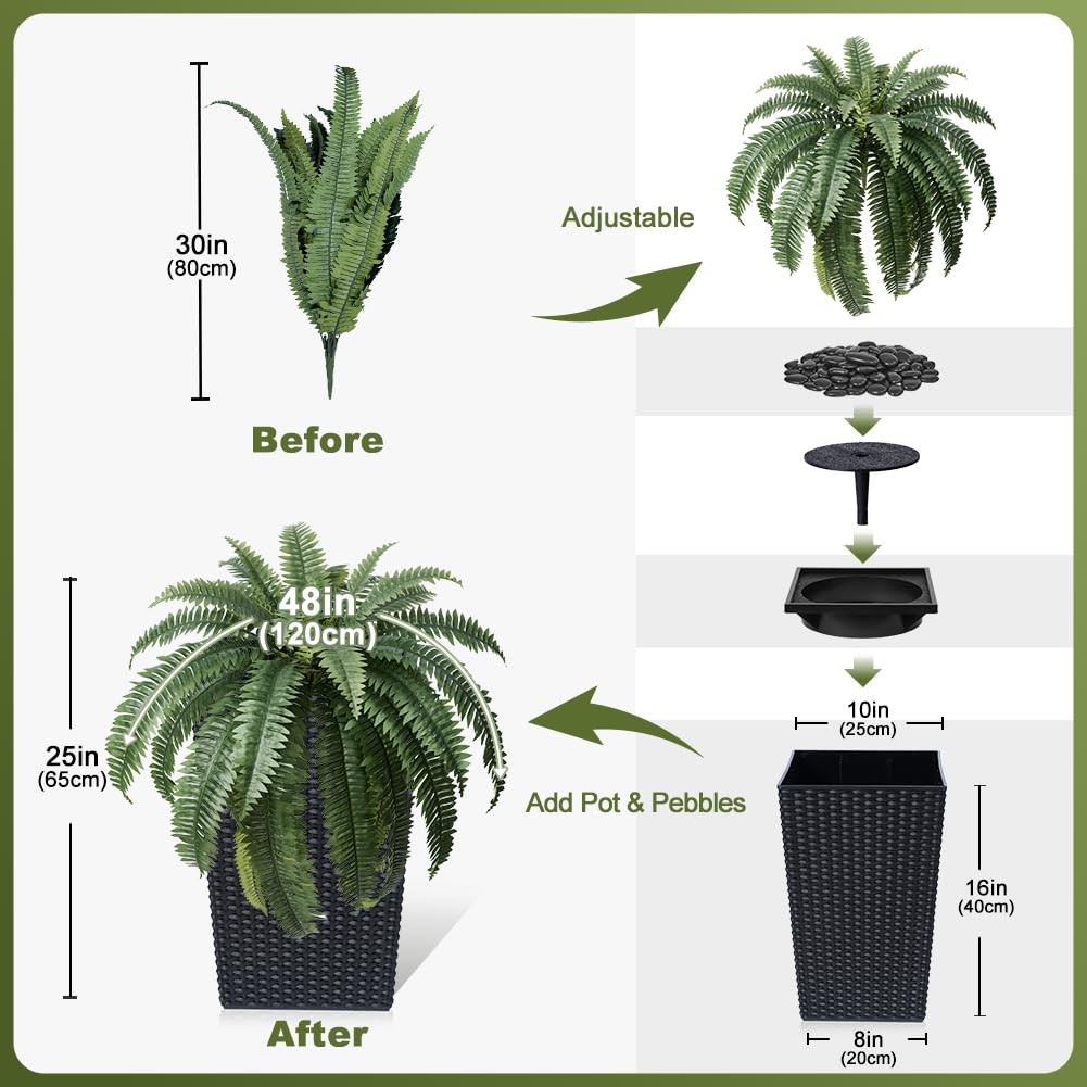 VeriNatural 48″ Boston Ferns Artificial Outdoor Plants – 33 Fronds UV Resista…