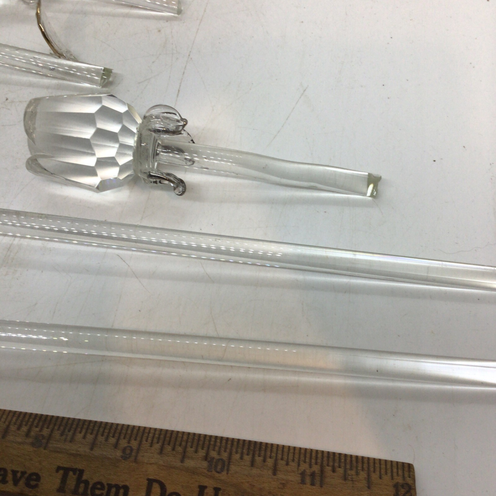 Crystal Glass Long Stem Roses Lot of 6 Various Lengths Great For Crafts