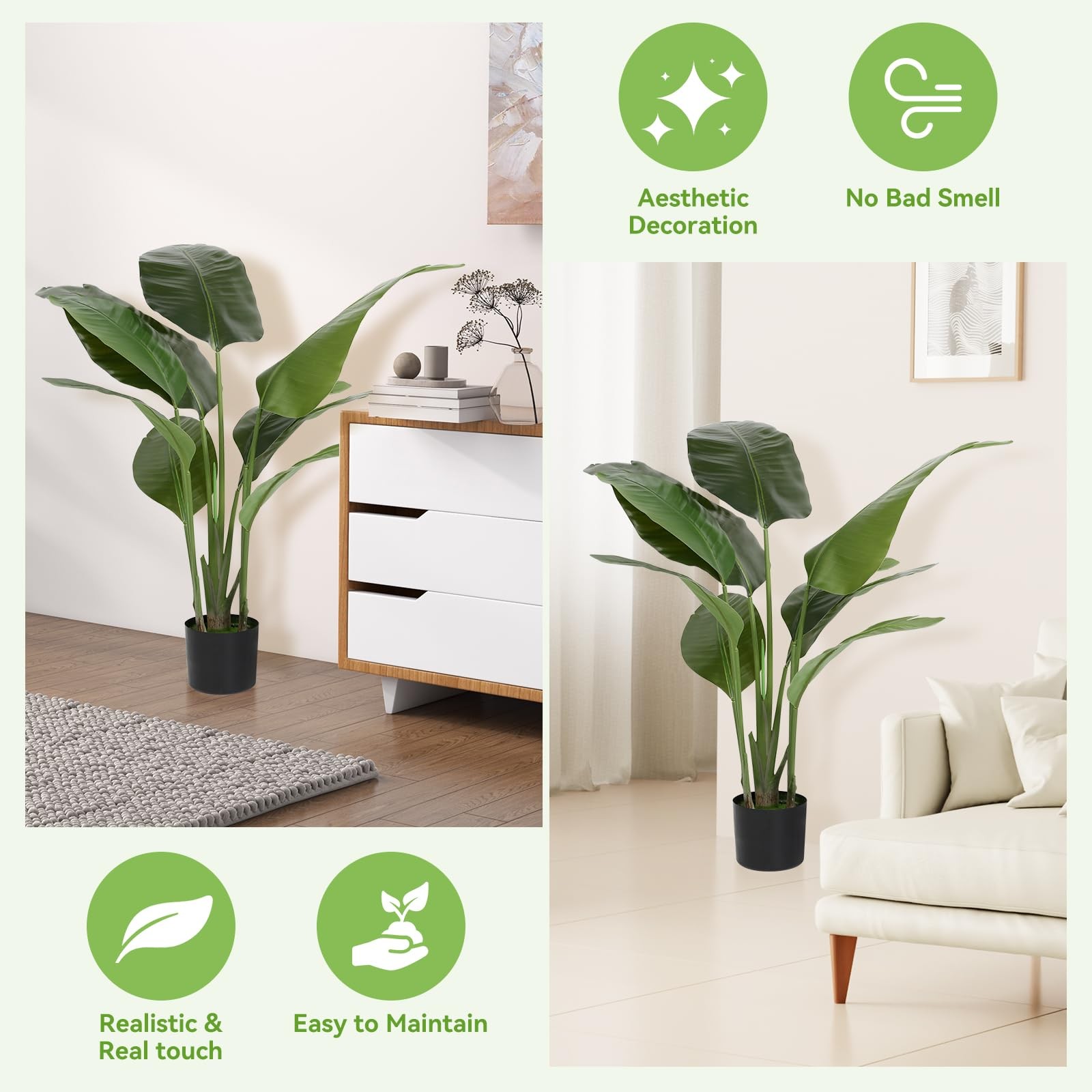 Artificial Bird of Paradise Plant 4FT Fake Tropical Palm Tree