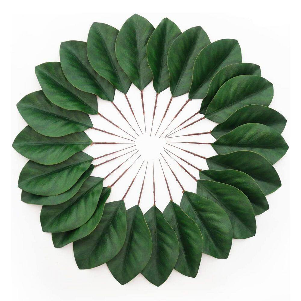 40 In. Artificial Green Magnolia Leaves Indoor Outdoor Decorative Plant for Wedd