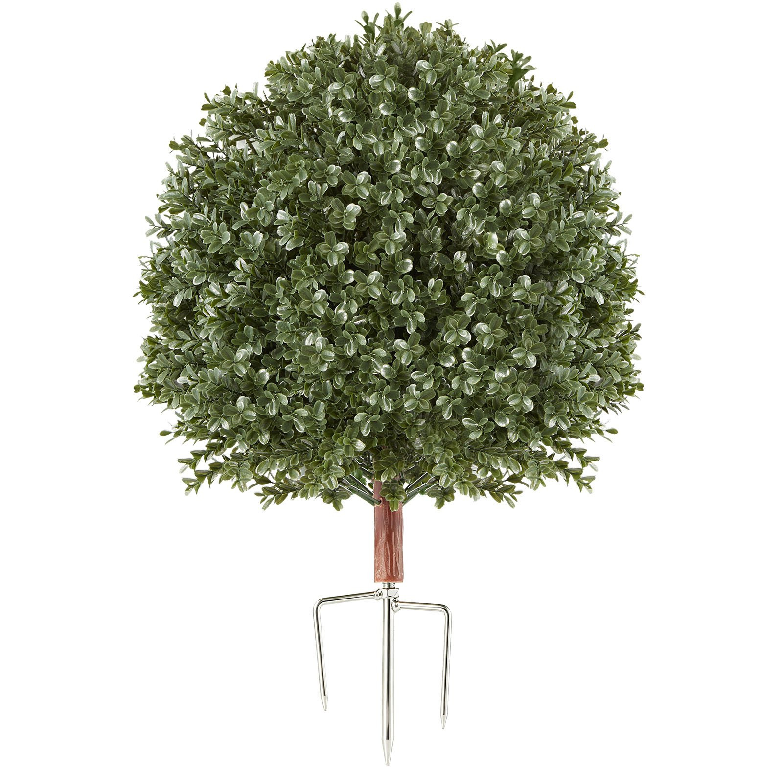 20″ Artificial Boxwood Topiary Ball Set of 2 Faux Shrubs w/Spikes Outdoor