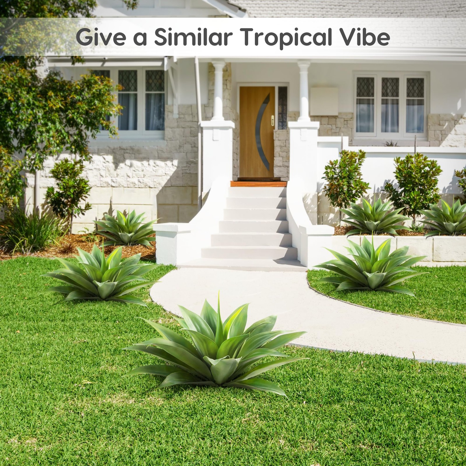 28 Inch Artificial Agave Plants Outdoor Set, Large Fake Plants Indoor for Hom…