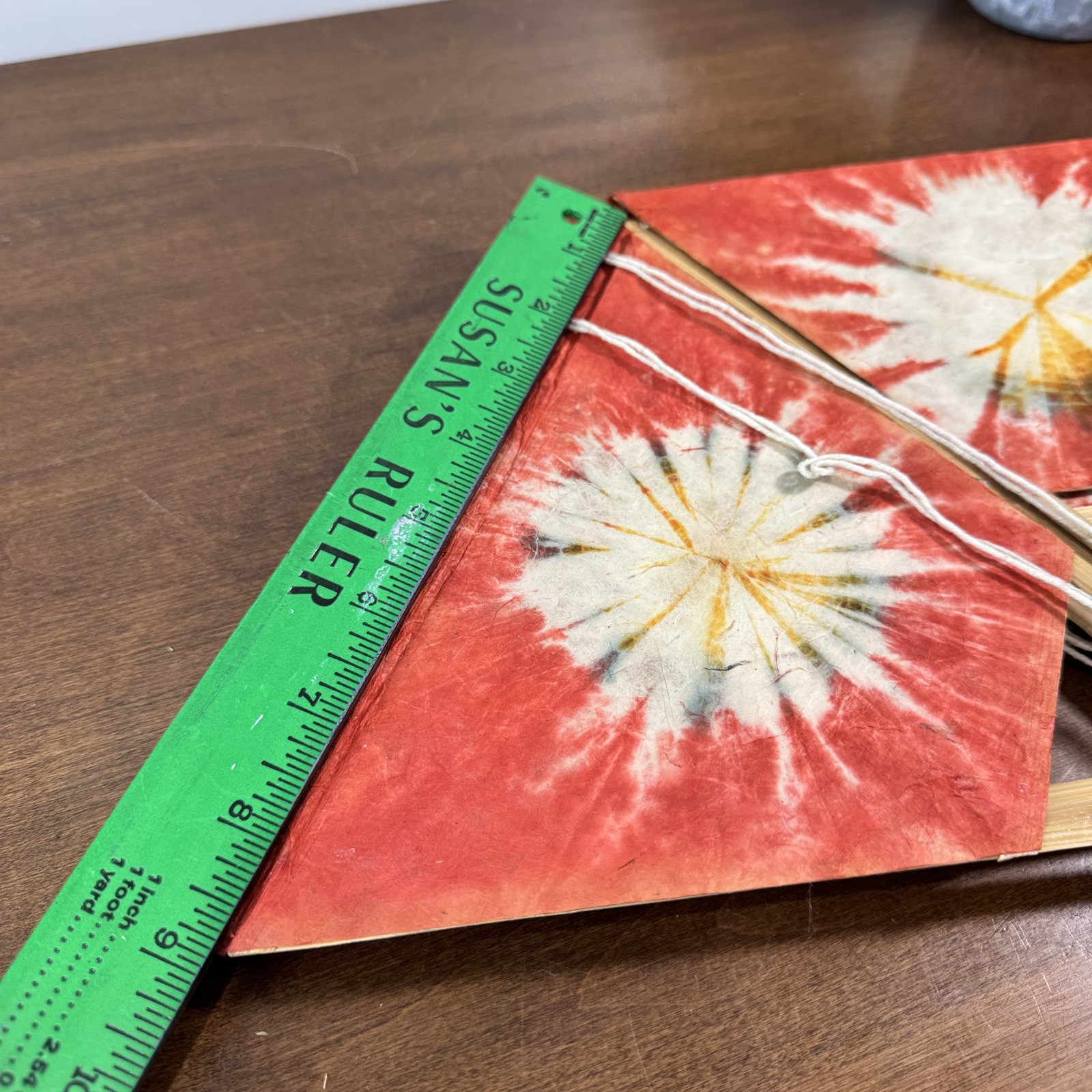 Boho Red Tie-Dye Paper Lantern Bamboo Frame Hanging Decor Collapsible