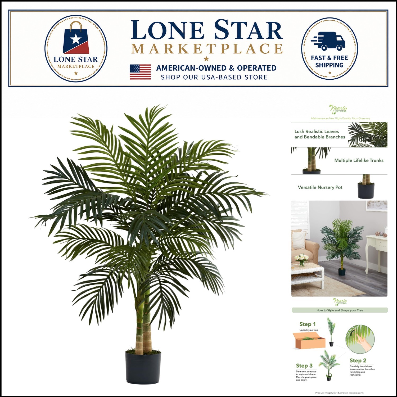 4ft Portable Golden Cane Palm with Realistic Foliage – Perfect Decorative Touch